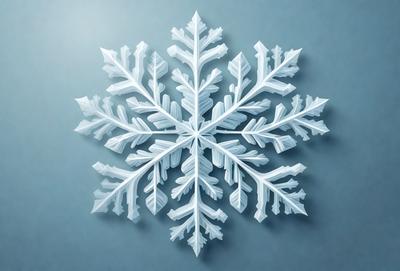 The primary subject of the image is a white snowflake, which is the main object, scene, or focus of the image. The setting is a blue background, which provides a contrasting color to the snowflake. The visual style of the image is a digital art or illustration, as it is a detailed and intricate representation of a snowflake. The colors and mood of the image are predominantly white and cold, as the snowflake is the main subject and the blue background complements
